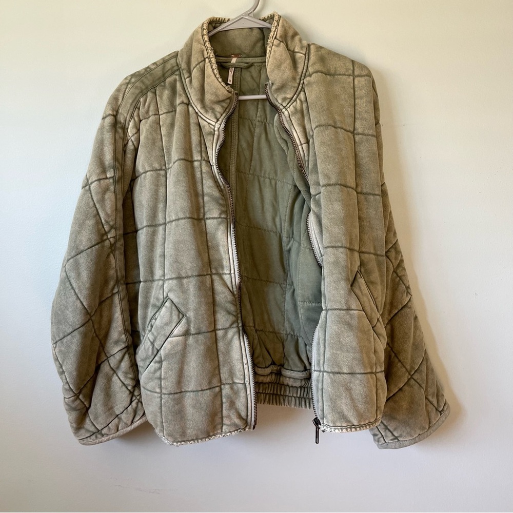 Free People- Dolman Quilted Knit Jacket - Pine XS - Picture 7 of 10
